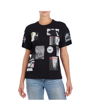 Camiseta manga corta de algodón estampada vintage 8N2T9G Mujer