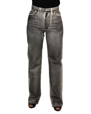 Pantalones de Mezclilla de Cintura Alta Lavados en Gris de Dolce & Gabbana para Mujer