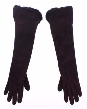 Guantes de cuero de ante de piel de cabra con visón púrpura para mujer de Dolce & Gabbana
