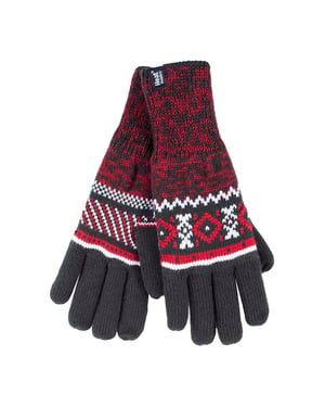 Hombre rayas nórdico Fairisle Zig Zag de punto forrado de lana caliente Guantes
