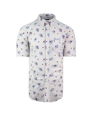 Camisa de oxford blanco estampado para hombres estampados de Ben Sherman