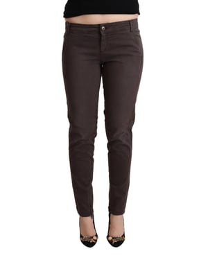 Pantalones ajustados de cintura baja para mujer en algodón marrón Ermanno Scervino