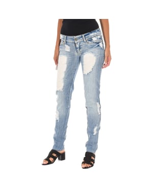 Pantalon Tejano Largo efecto roto con gasa D012929-D024 mujer