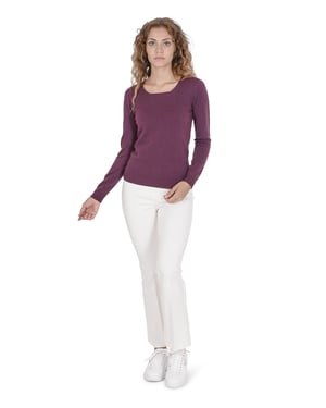 Crown Of Edinburgh Cashmere Pull à  Col Carré Pour Femme Coe 0024 Bourgogne