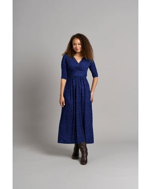 Vestido envolvente con cuello en V Sonia - Leopardo azul