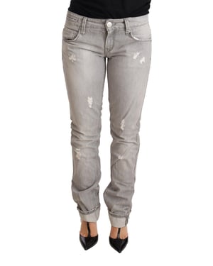 Jeans Slim Fit de Algodón Desgastados Acht en Gris
