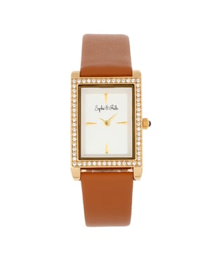 Reloj Sophie and Freda Wilmington con correa de cuero y cristales Swarovski
