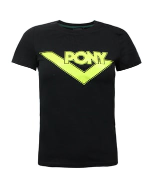 Pony Womens Camiseta de manga corta Top gráfica de marca Negra 912W2A72BLK