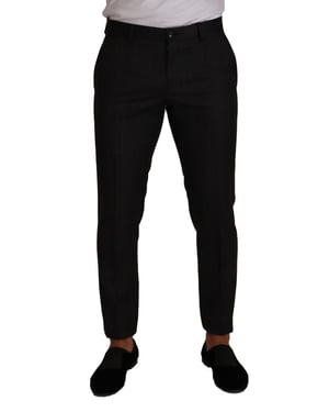 Pantalones formales de lana gris con estampado a cuadros para hombre de Dolce & Gabbana