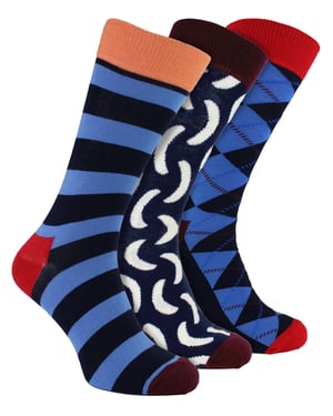 HS by Happy Socks - Pack de 3 Calcetines de vestir Argyle - Argyle (Rojo)