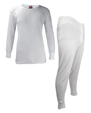 Conjunto de ropa interior térmica para hombre | Calentadores | Invierno Top de manga larga y calzoncillos largos - Blanco