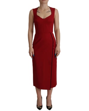 Vestido Midi Ceñido Rojo con Escote Corazón de Dolce & Gabbana para Mujer