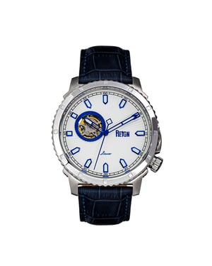 Reloj automático Reign Bauer semiesqueleto con correa de cuero