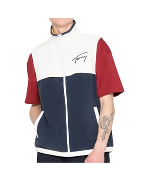 Chaleco retro Tommy Hilfiger Mix Media para hombre en azul marino
