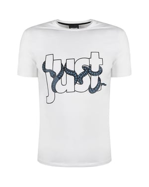 Just Cavalli camiseta blanca con logo envuelto en serpiente