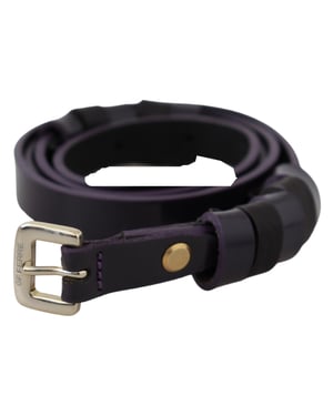 Cinturón de cuero negro para mujer GF Ferre con hebilla delgada de metal dorado cromado