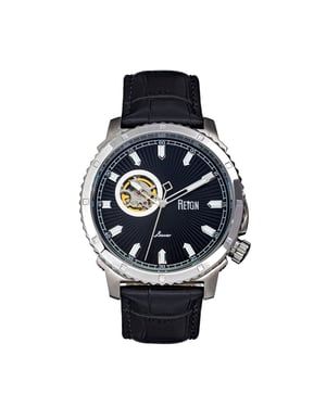 Reloj automático Reign Bauer semiesqueleto con correa de cuero