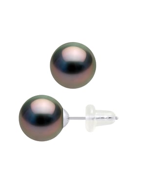 Pendientes de tachuelas Tahitian Pearls Ronda 8-9 mm de oro amarillo
