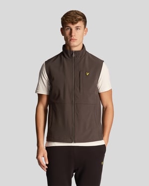 Chaqueta sin mangas gris oscuro con logo de Lyle & Scott