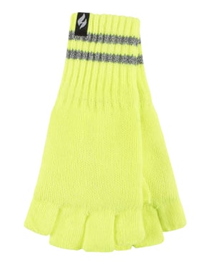 Guantes reflectantes de punto sin dedos para hombre | Calentadores | Guantes de trabajo térmicos Hi Viz - Amarillo