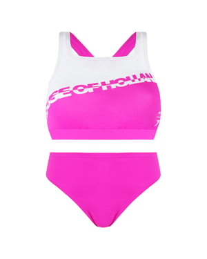 Speedo impresa House of Holanda Pink White Women Dos piezas Swimsuit 8 121933087