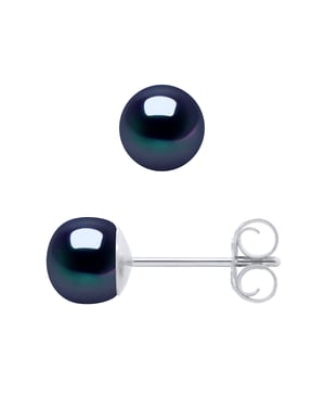 Pendientes de tachuelas Pearls cultivadas 5-6 mm en blanco o negro