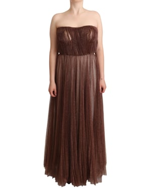 Vestido Maxi de Poliéster Metálico Bronce de Dolce & Gabbana para Mujer