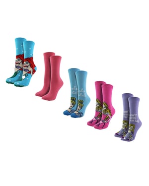5 Pares de Calcetines de Princesa para Mujer | Casual Cute Funny Novelty Disney Socks | Regalos Disney - Princesa