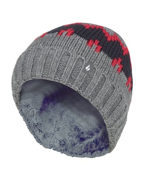 Heat Holders - Gorro de punto grueso y suave - Pebble Melange/Rojo/Azul Marino