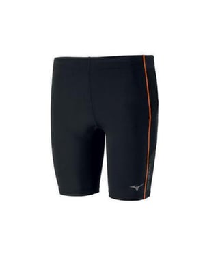Mizuno Stretch Waist Negro/Naranja Logo Gráfico Hombre Mallas Medias J2GB601391