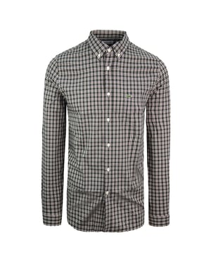 Lacoste Regular Fit Mens Camisa negra a cuadros
