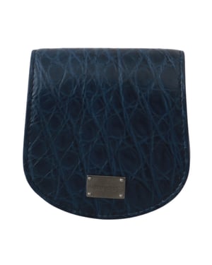 Billetera de bolsillo para hombre Dolce & Gabbana de piel exótica azul con estuche para condones