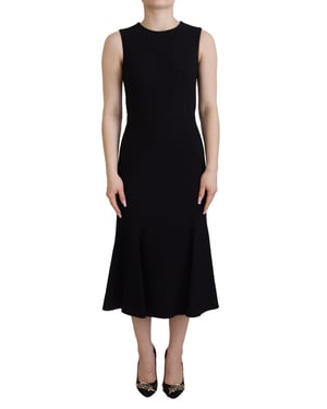 Vestido de mujer entallado con campana de viscosa negra de Dolce & Gabbana