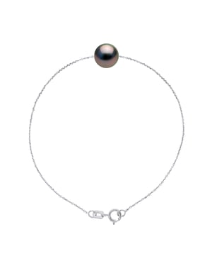 Bracelet Tahitian Pearl Ronda 8-9 mm Cadena Convicta de oro blanco