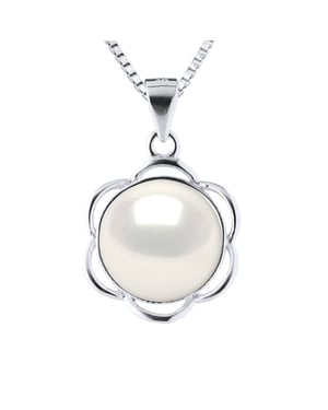 Collar de pétalo Pearl de agua dulce 9-10 mm Negro 925
