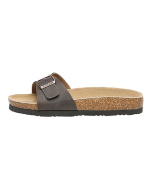 EVER AU Sandalias de mujer Swan Leather Easy Slip-On - Piel engrasada marrón