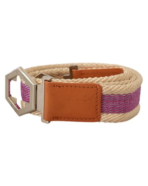 Cinturón de Cuero Multicolor con Hebilla de Logo Hexagonal Plateada GF Ferre para Mujer