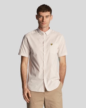 Camisa de manga corta slim fit a cuadros en azul para hombre Lyle & Scott