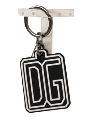  llavero para hombres con anillo de goma y logotipo DG en negro y blanco de Dolce & Gabbana