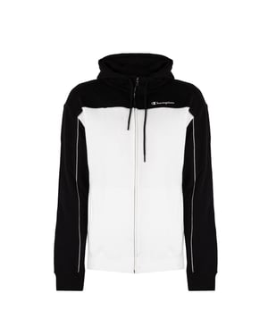 Champion Sudadera Zip-Hoodie del hombre negro, Blanco