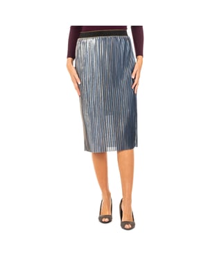 Falda de corte recto con efecto brillante y horizontal KWKG01 mujer