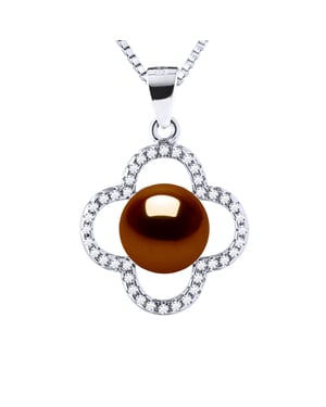 Collar de trébol Pearl White White 9-10 mm 925