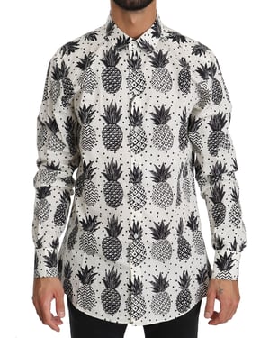 Camisa de algodón blanca con piña de Dolce & Gabbana para hombre