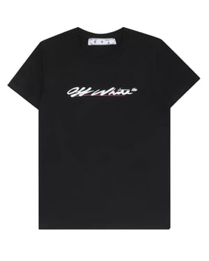 Off-White Camiseta negra de corte casual con logo New Script