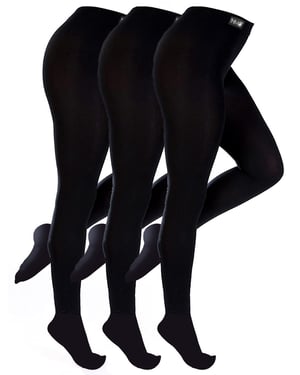 3 Pair Multipack Ladies Thermal Tights | THMO | Leotardos Forrados de Vellón para Mujer - Negro