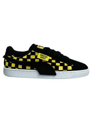 Puma Suede x Market Chinatown Black amarillo bajo encaje de encaje para hombres entrenadores 370133 01