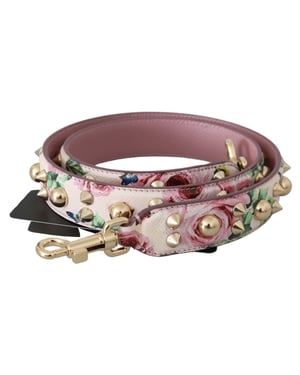 Correa de hombro de cuero con tachuelas de flores rosas para mujer de Dolce & Gabbana
