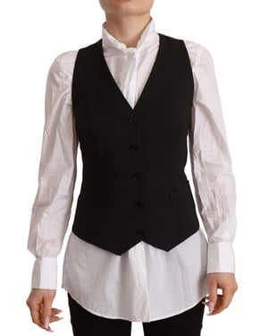 Top Sin Mangas Negro con Botones para Mujer de Dolce & Gabbana en Poliéster