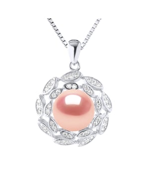 Sol Collar Pearl de agua dulce 9-10 mm Negro 925