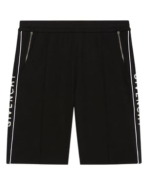 Pantalones cortos negros con logo lateral de marca de corte clasico de Givenchy